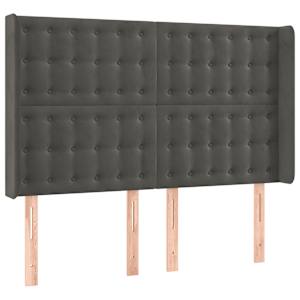 Čelo postele typu ušák tmavě šedé 147x16x118/128 cm samet - obrázek 2