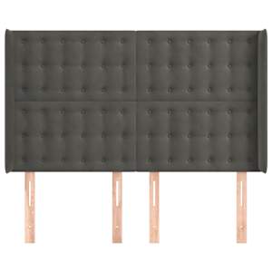 Čelo postele typu ušák tmavě šedé 147x16x118/128 cm samet - obrázek 3