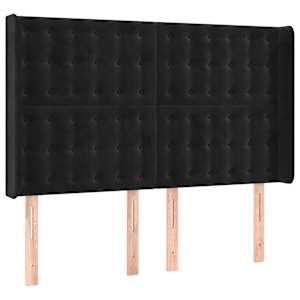 Čelo postele typu ušák černé 147x16x118/128 cm samet - obrázek 2