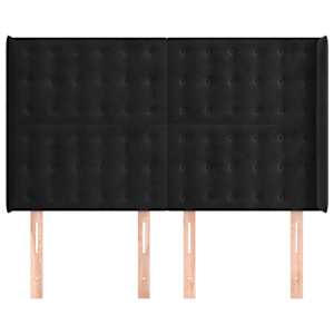 Čelo postele typu ušák černé 147x16x118/128 cm samet - obrázek 3