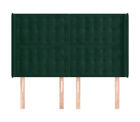 vidaXL Kopfteil mit Ohren Dunkelgr&uuml;n 147x16x118/128 cm Samt