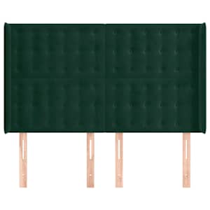vidaXL Kopfteil mit Ohren Dunkelgr&uuml;n 147x16x118/128 cm Samt