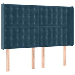 Čelo postele typu ušák tmavě modrá 147x16x118/128 cm samet - obrázek 2