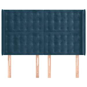 Čelo postele typu ušák tmavě modrá 147x16x118/128 cm samet - obrázek 3