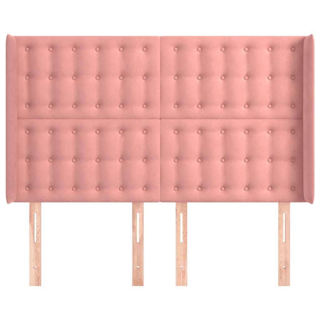 Thumbnail - vidaXL Kopfteil mit Ohren Rosa 147x16x118/128 cm Samt