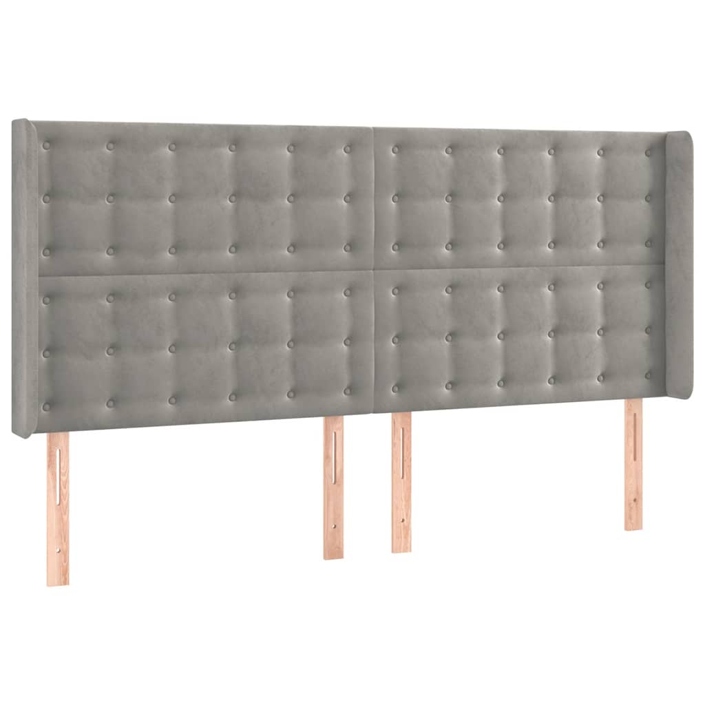 vidaXL Tăblie de pat cu aripioare gri deschis 163x16x118/128cm catifea