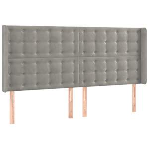 Čelo postele typu ušák světle šedé 163x16x118/128 cm samet - obrázek 2
