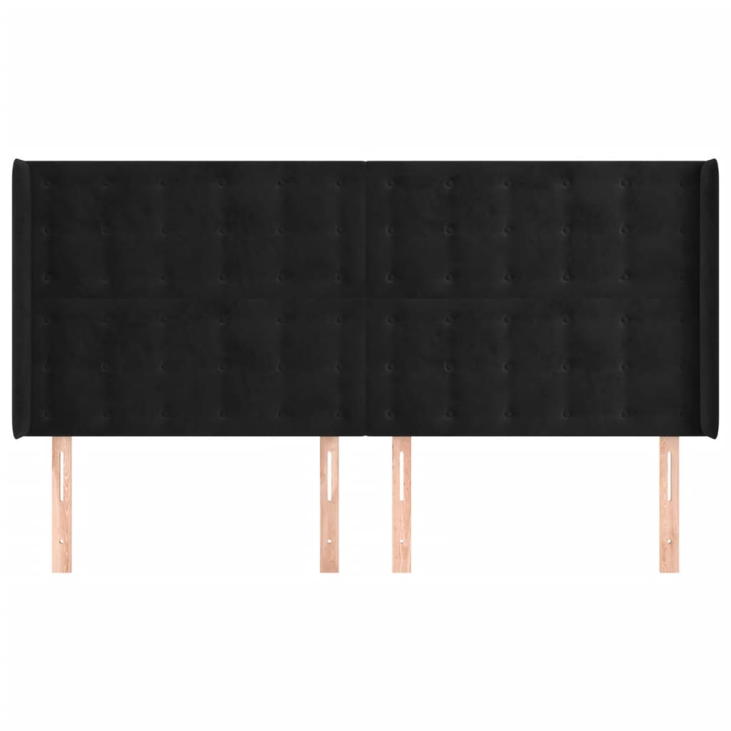 vidaXL Hoofdbord met randen 163x16x118/128 cm fluweel zwart afbeelding
