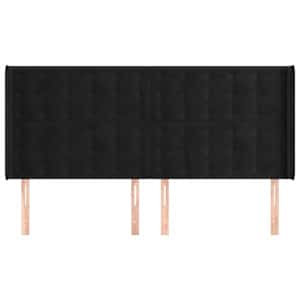 Čelo postele typu ušák černé 163x16x118/128 cm samet - obrázek 3