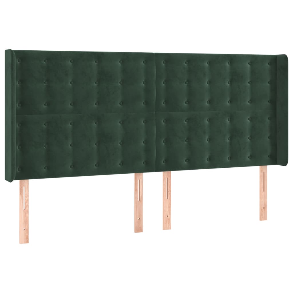 vidaXL Čelo postele typu ušák tmavě zelená 163x16x118/128 cm samet
