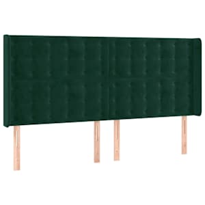 Čelo postele typu ušák tmavě zelená 163x16x118/128 cm samet - obrázek 2