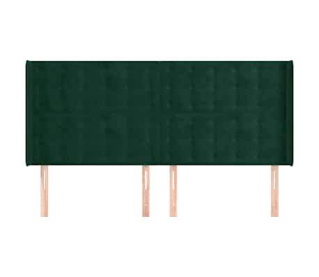 vidaXL Kopfteil mit Ohren Dunkelgr&uuml;n 163x16x118/128 cm Samt