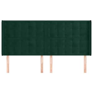 vidaXL Kopfteil mit Ohren Dunkelgr&uuml;n 163x16x118/128 cm Samt