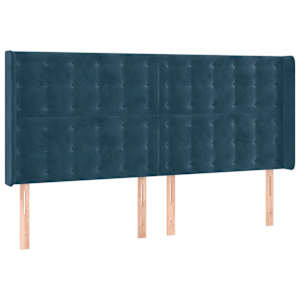 Čelo postele typu ušák tmavě modrá 163x16x118/128 cm samet - obrázek 2