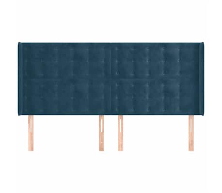 vidaXL Cabeceira cama c/ abas veludo 163x16x118/128 cm azul-escuro