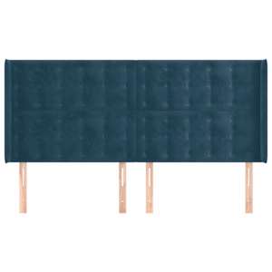vidaXL Cabeceira cama c/ abas veludo 163x16x118/128 cm azul-escuro