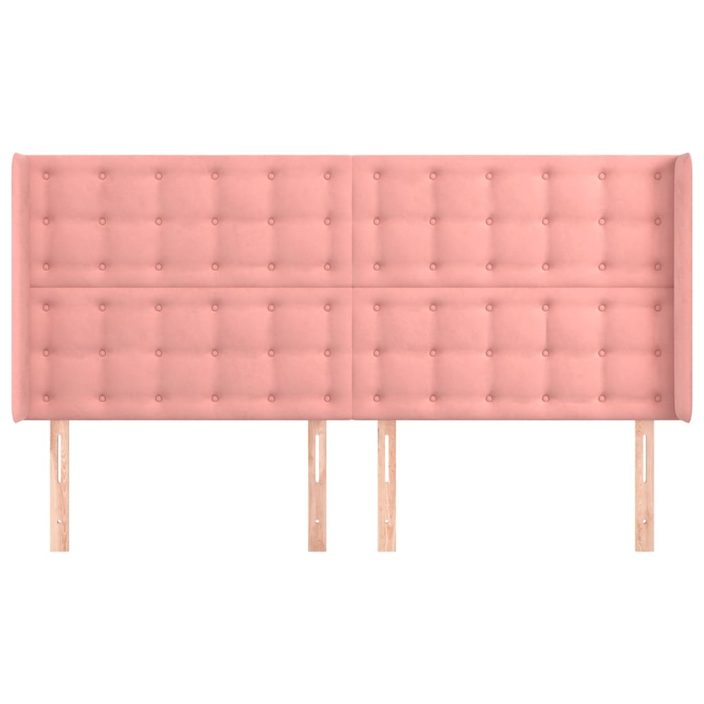 vidaXL Hoofdbord met randen 163x16x118/128 cm fluweel roze, foto 2