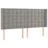 vidaXL voodipeats servadega, helehall, 183x16x118/128 cm, samet