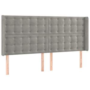Čelo postele typu ušák světle šedé 183x16x118/128 cm samet - obrázek 2