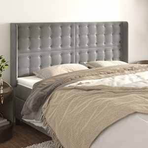 Čelo postele typu ušák světle šedé 183x16x118/128 cm samet - obrázek 1