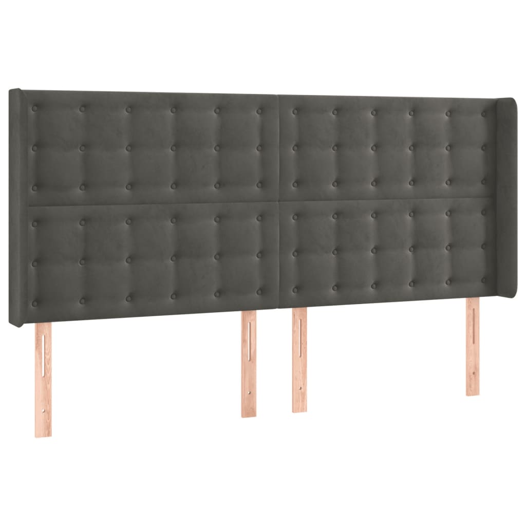 vidaXL Čelo postele typu ušák tmavě šedé 183x16x118/128 cm samet