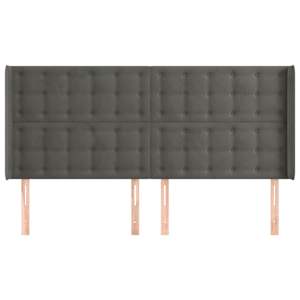 Čelo postele typu ušák tmavě šedé 183x16x118/128 cm samet - obrázek 3