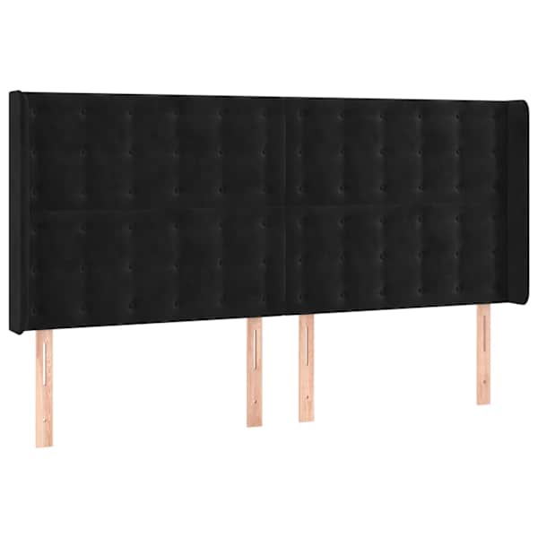 vidaXL voodipeats servadega, must, 183x16x118/128 cm, samet