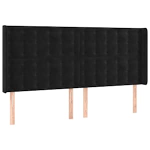 Čelo postele typu ušák černé 183x16x118/128 cm samet - obrázek 2