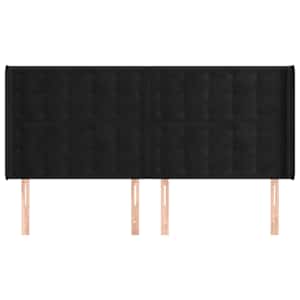 Čelo postele typu ušák černé 183x16x118/128 cm samet - obrázek 3