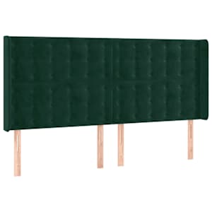 Čelo postele typu ušák tmavě zelená 183x16x118/128 cm samet - obrázek 2