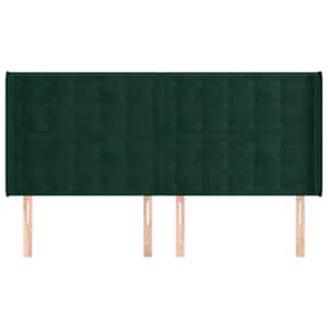 Čelo postele typu ušák tmavě zelená 183x16x118/128 cm samet - obrázek 3