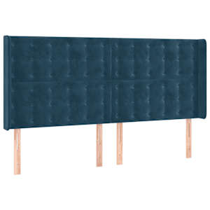 Čelo postele typu ušák tmavě modrá 183x16x118/128 cm samet - obrázek 2