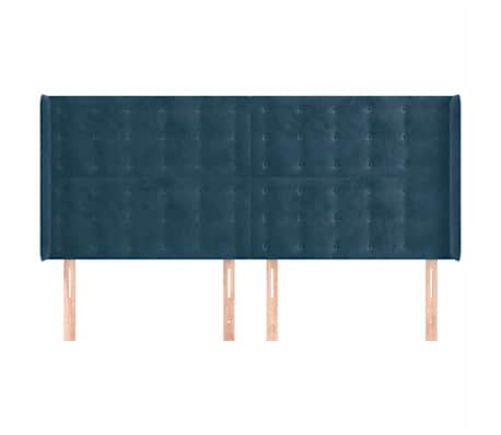 vidaXL Tăblie pat cu urechi albastru &icirc;nchis 183x16x118/128 cm catifea
