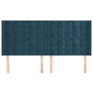 vidaXL Tăblie pat cu urechi albastru &icirc;nchis 183x16x118/128 cm catifea