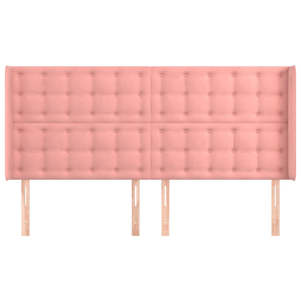 vidaXL Hoofdbord met randen 183x16x118/128 cm fluweel roze afbeelding