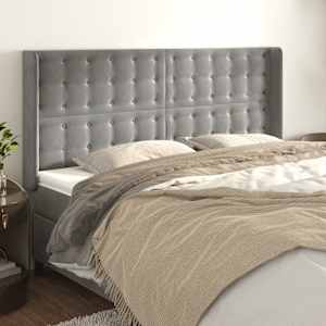 Čelo postele typu ušák světle šedé 203x16x118/128 cm samet - obrázek 1