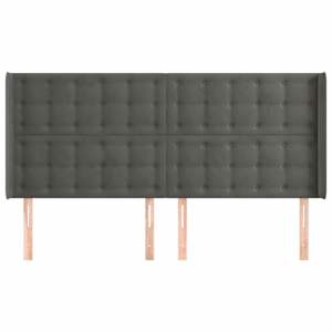 Čelo postele typu ušák tmavě šedé 203x16x118/128 cm samet - obrázek 3