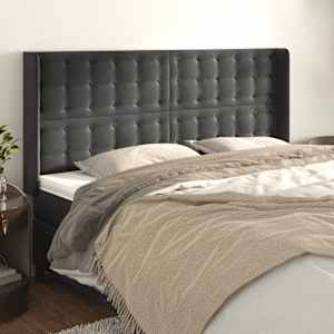 Čelo postele typu ušák tmavě šedé 203x16x118/128 cm samet - obrázek 1