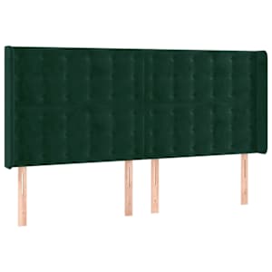 Čelo postele typu ušák tmavě zelená 203x16x118/128 cm samet - obrázek 2