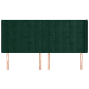 Čelo postele typu ušák tmavě zelená 203x16x118/128 cm samet - obrázek 3