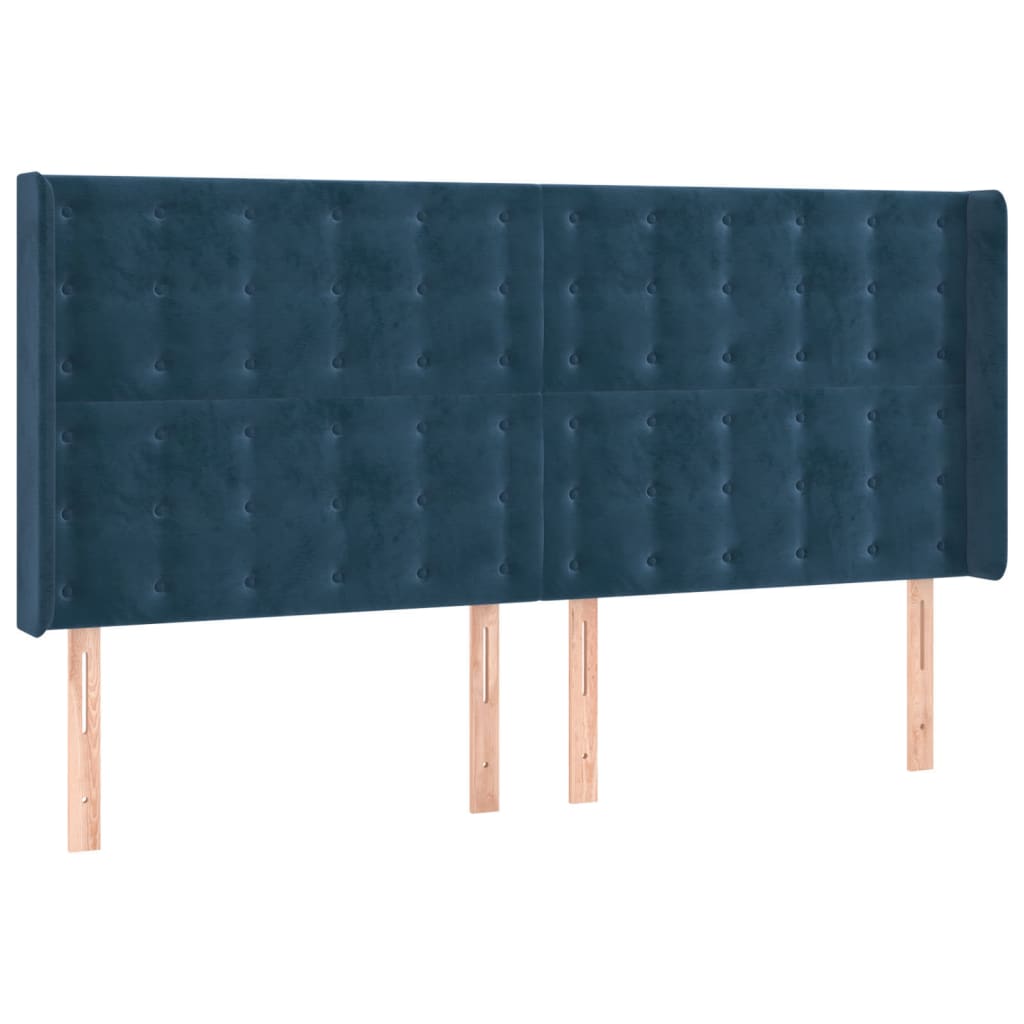 vidaXL Čelo postele typu ušák tmavě modrá 203x16x118/128 cm samet