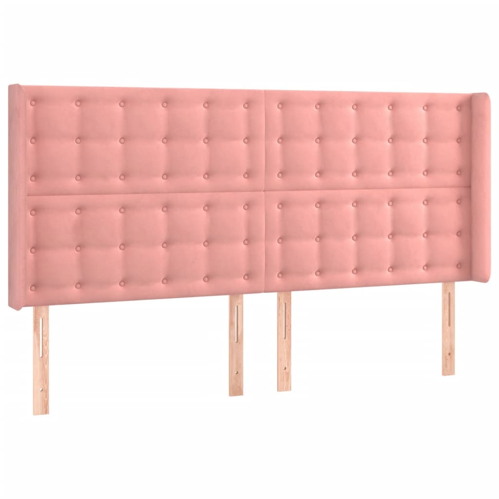 vidaXL Čelo postele typu ušák růžové 203x16x118/128 cm samet