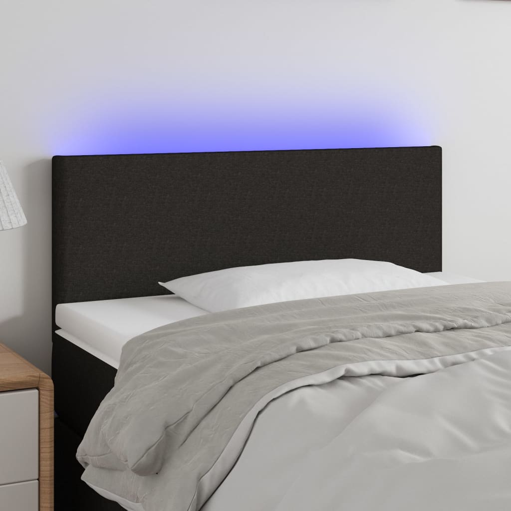 vidaXL TÄƒblie de pat cu LED, negru, 80x5x78/88 cm, textil