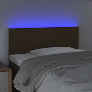 Čelo postele s LED tmavě hnědé 80 x 5 x 78/88 cm textil - obrázek 3