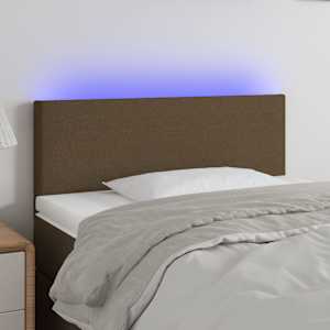 Čelo postele s LED tmavě hnědé 80 x 5 x 78/88 cm textil - obrázek 1