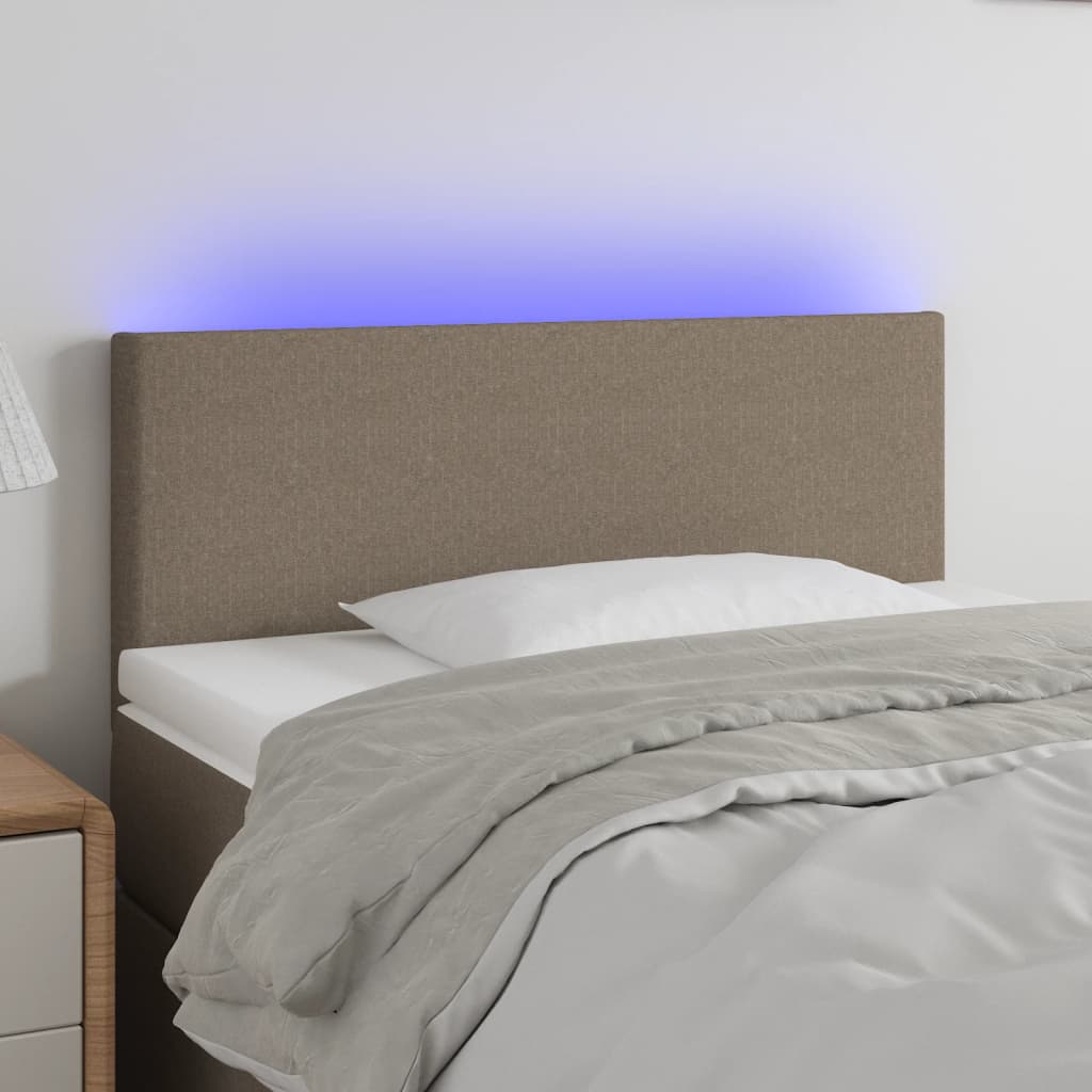 vidaXL Tăblie de pat cu LED, gri taupe, 80x5x78/88 cm, textil