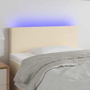 Čelo postele s LED krémové 80 x 5 x 78/88 cm textil - obrázek 1