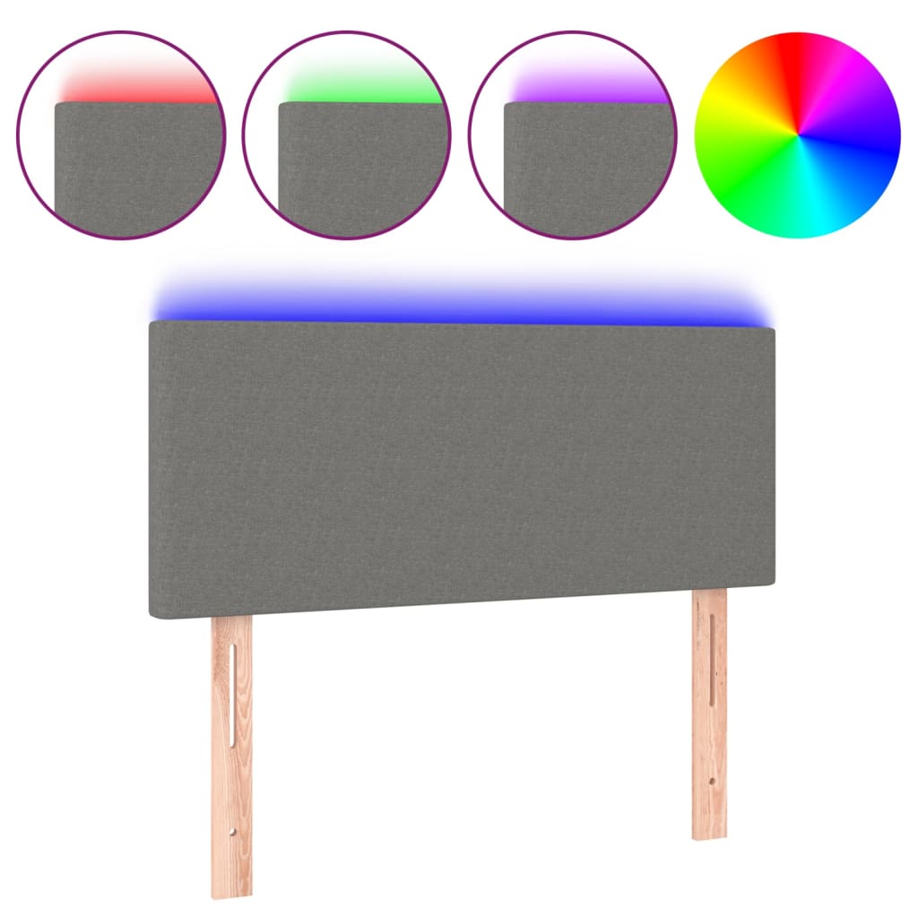 vidaXL Čelo postele s LED tmavě šedé 100x5x78/88 cm textil