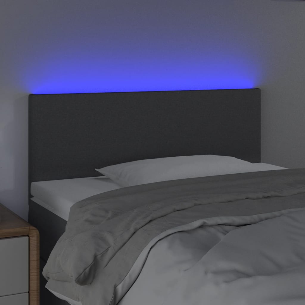 vidaXL Hoofdbord LED 100x5x78/88 cm stof donkergrijs afbeelding