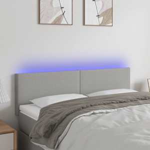 Čelo postele s LED světle šedé 144 x 5 x 78/88 cm textil